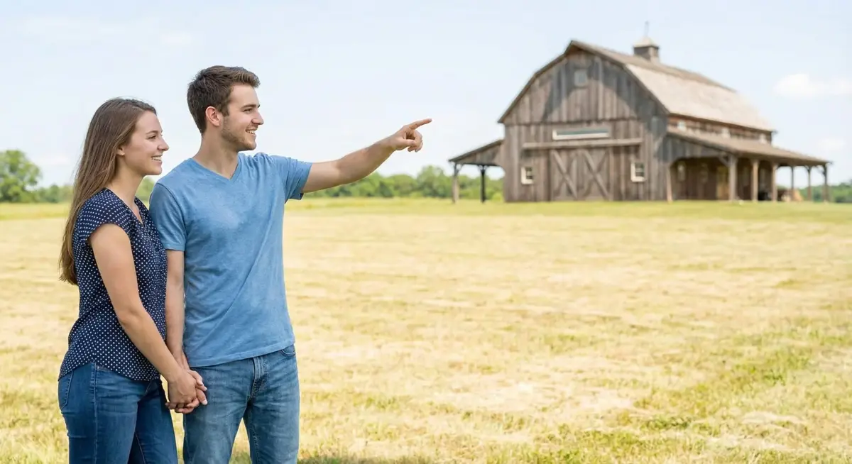 Engaged couple touring a wedding venue during their venue search